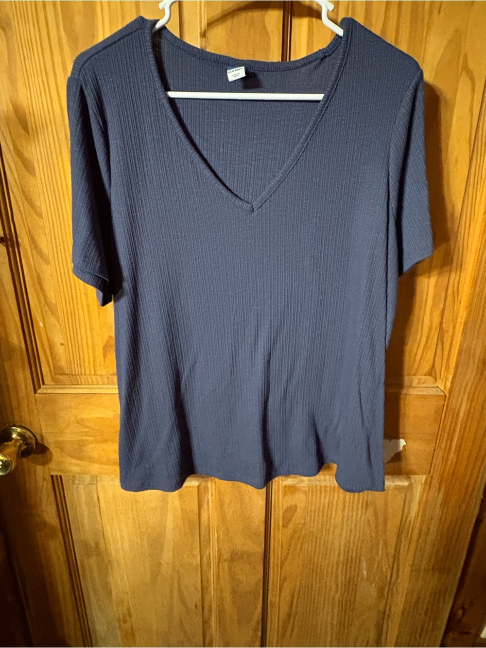 Old Navy Ribbed V-Neck Short Sleeve Top - Navy Blue